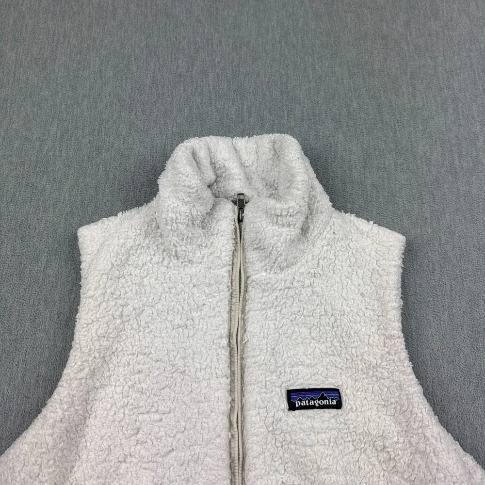 Patagonia Vest Women Small White Los‎ Gatos Fleece Full Zip Fuzzy Pocket 25215 - Picture 2 of 13